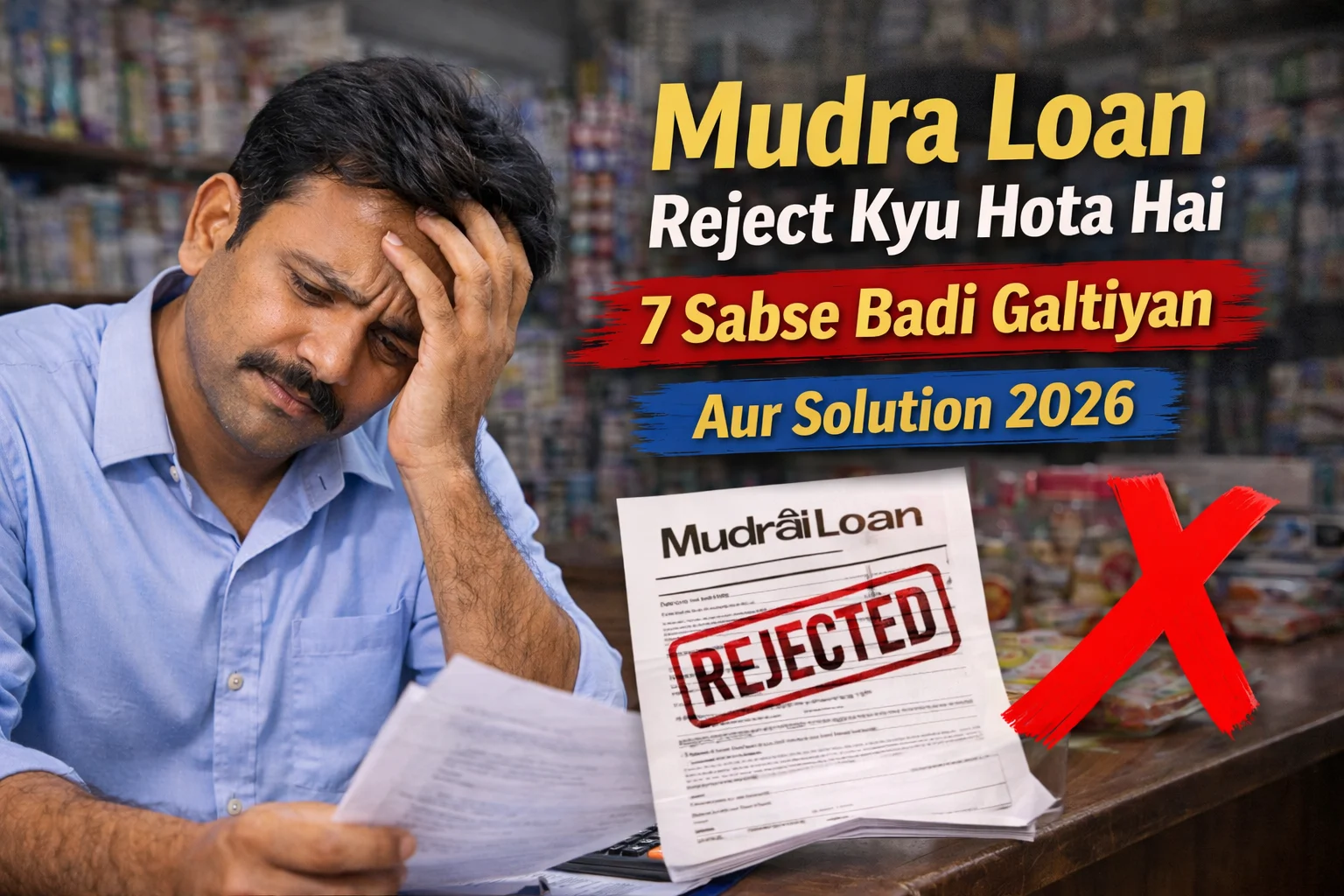 Mudra Loan Reject Kyu Hota Hai-7 Sabse Badi Galtiyan Aur Solution 2026