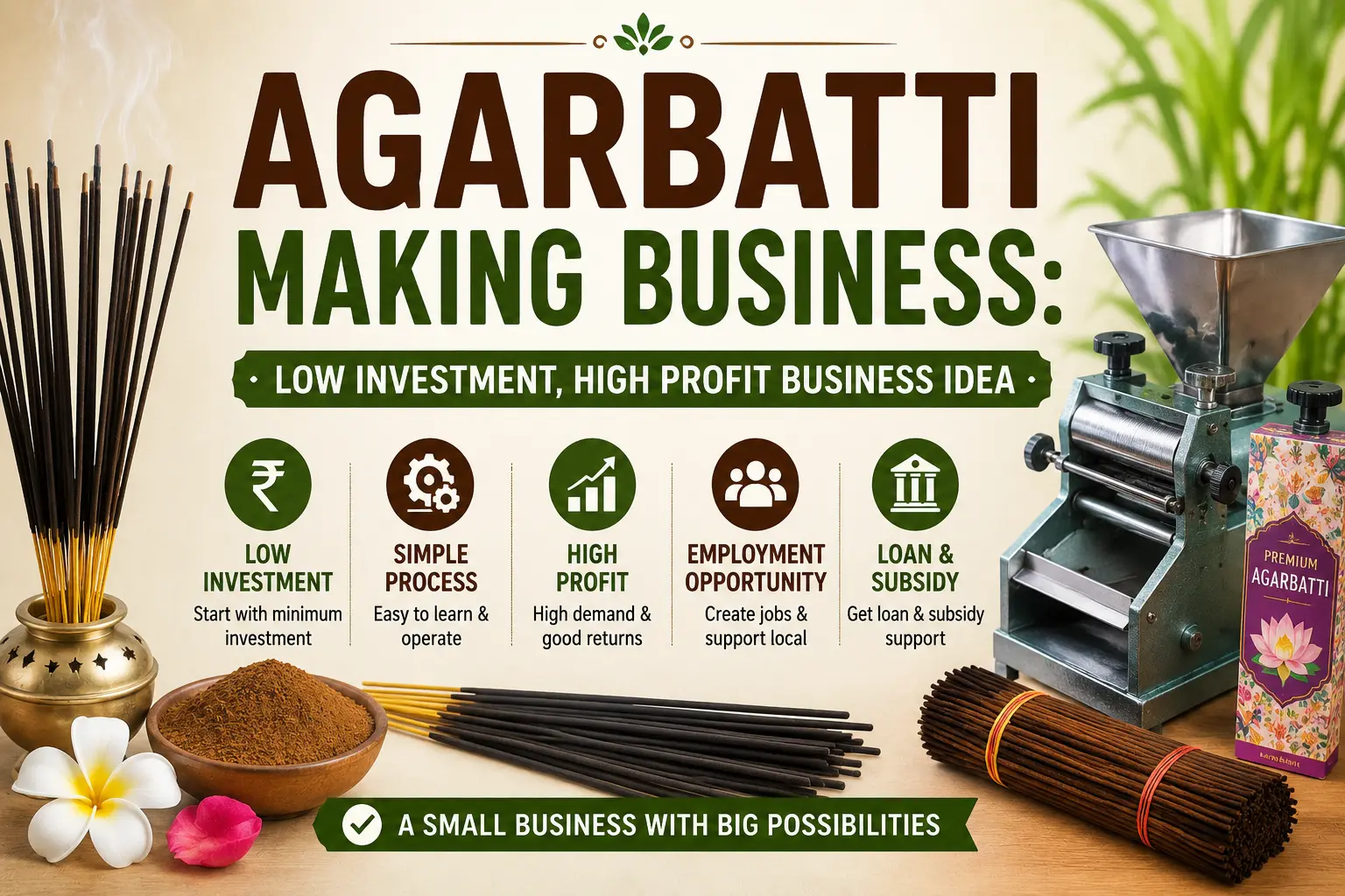 Agarbatti Making Business: Machine Price + Margin + PMEGP Subsidy 35% (Complete Guide)