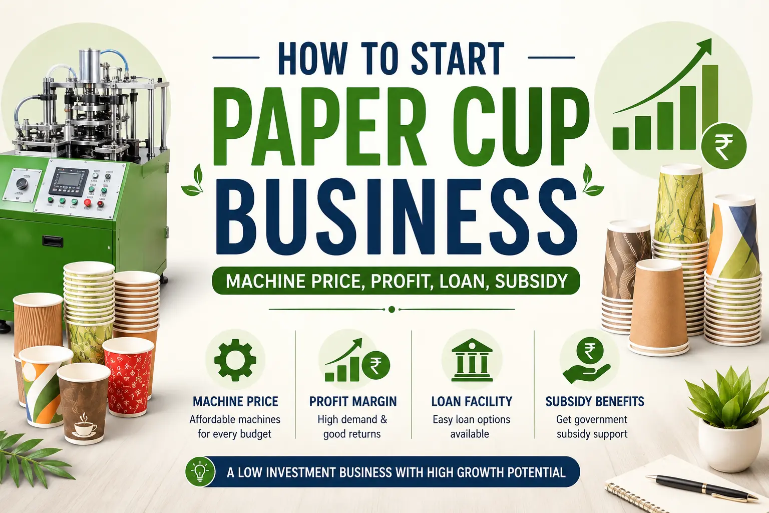 Paper Cup Business में कमाई कितनी? पूरा Breakdown – Machine Price, Profit, Loan, Subsidy