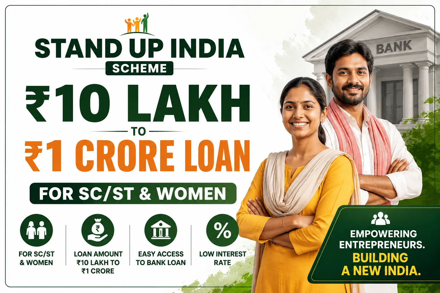 Stand Up India Scheme —₹10 Lakh to ₹1 Crore Loan For SC/ST Women Entrepreneurs