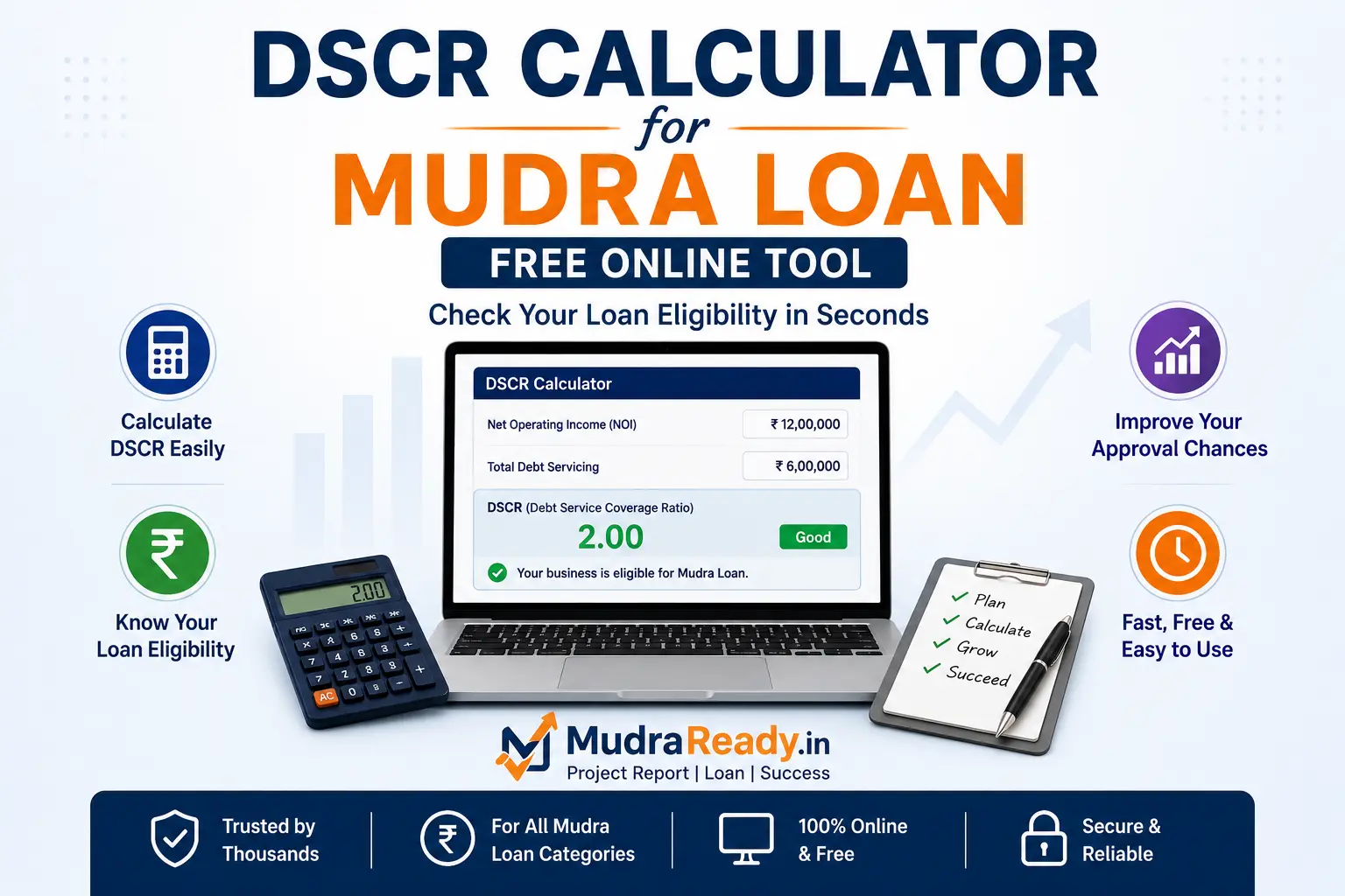 DSCR Calculator for Mudra Loan — Free Online Tool (2026)